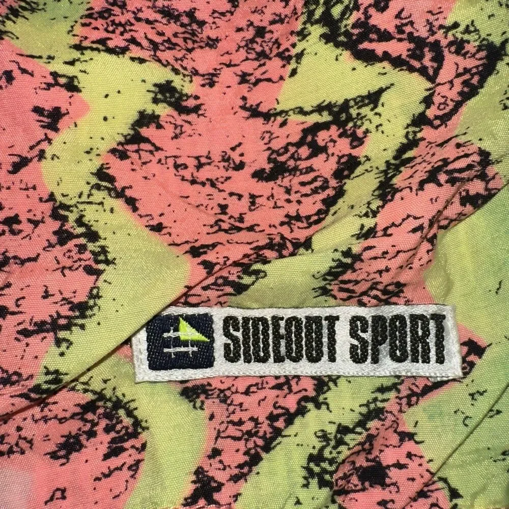 Vintage Sideout Mens Small Swim Trunks 90s Neon Abstract Nylon Board Shorts 3.5